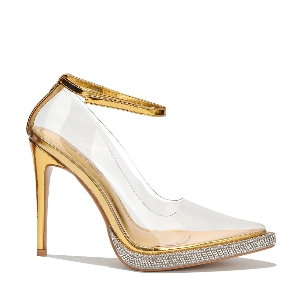 Timeless Gold Translucent Metallic Mini Rhinestone Platform Pump… - Picture 4 of 9
